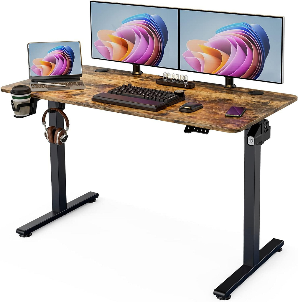 Azonanor Standing Desk - Stand up Desk with Splice Board, Electric Adjustable Height Desk, 48 x 24 Inches Sit Stand Home Office Desk