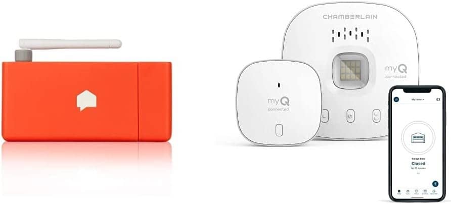 Sense 12000 Track Energy monitor  myQ Chamberlain Smart Garage Control - Wireless Garage Hub and Sensor with Wifi  Bluetooth - Smartphone Controlled, myQ-G0401-ES, White